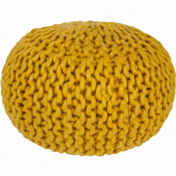 Surya Fargo Wool Sphere Pouf Ototman In Gold