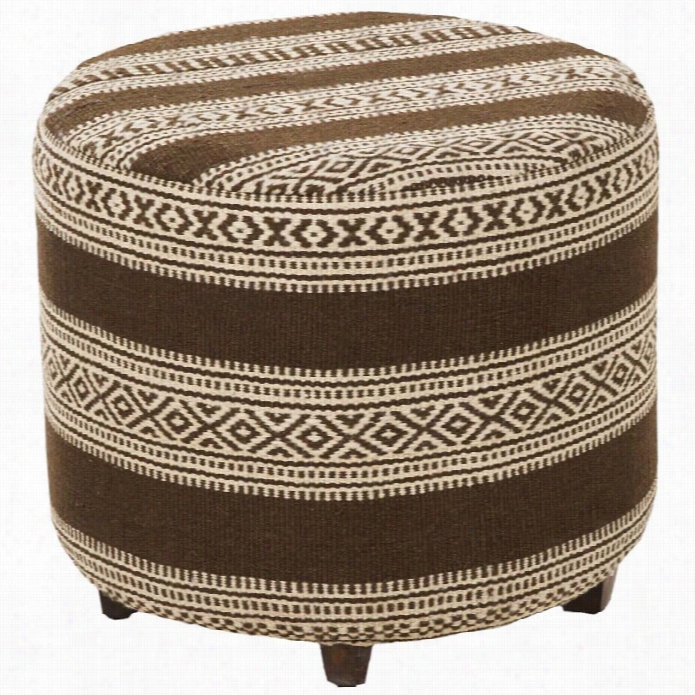 Surya W Ool Round Ottoman In Brown