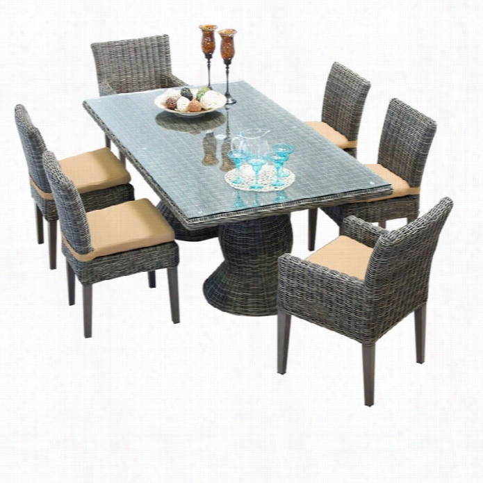 Tkc Cape Cod 7 Peice Wicker  Patio Dining Set In Sesame