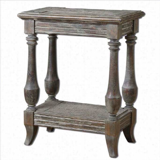 Uttermost Mardonio Fir Wood Distressed Side Table In Waxed Limestone