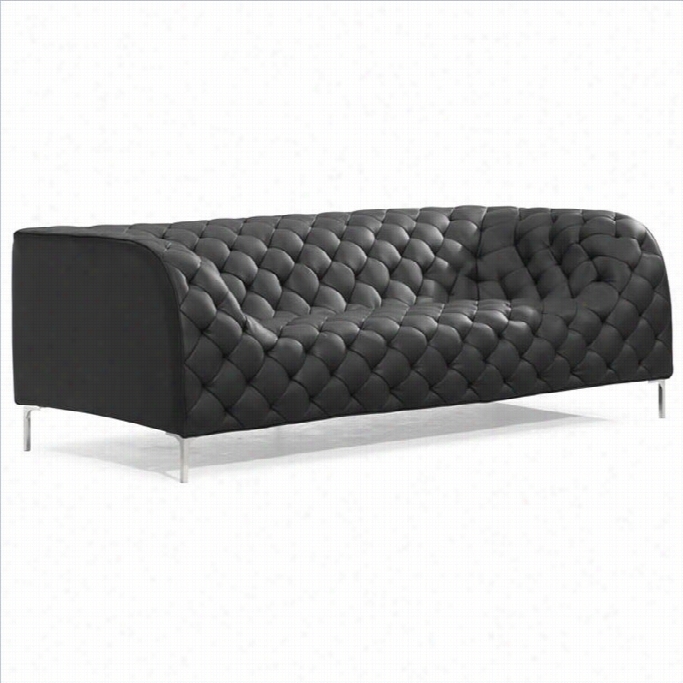 Zuo Providence Modern Faux Leather Sofa In Dark