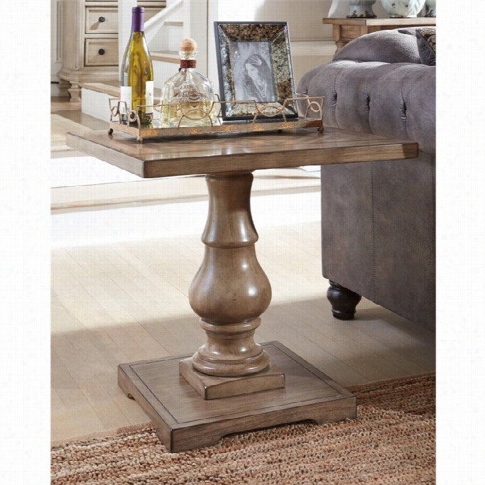 Ashley Chalimoen Square End Table In Grayish Brown