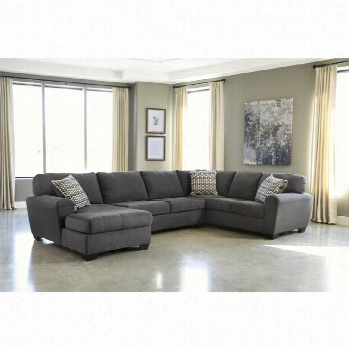 Ashey Sorneton 3 Piece Fabirc Right Facing Sectional In Slate