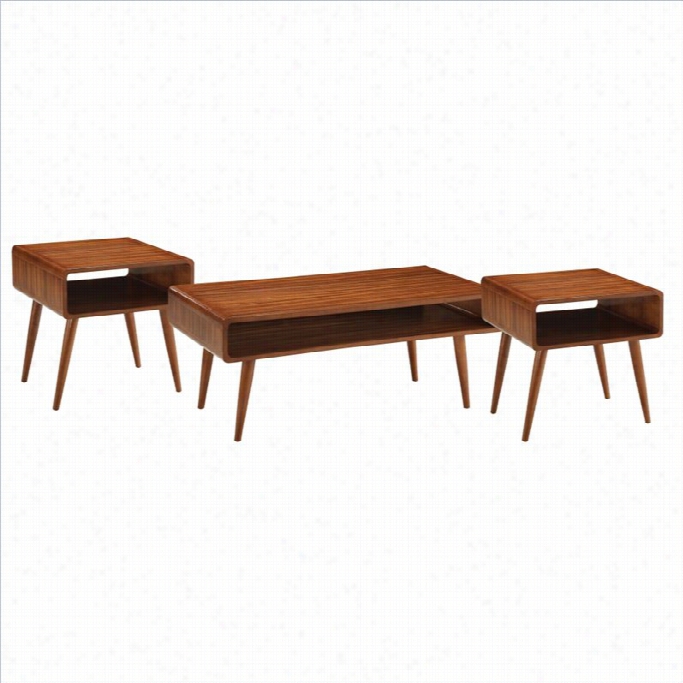 Boraam Zebra 3 Piece Dansj Occcasional Table Set In Rihc Walnut