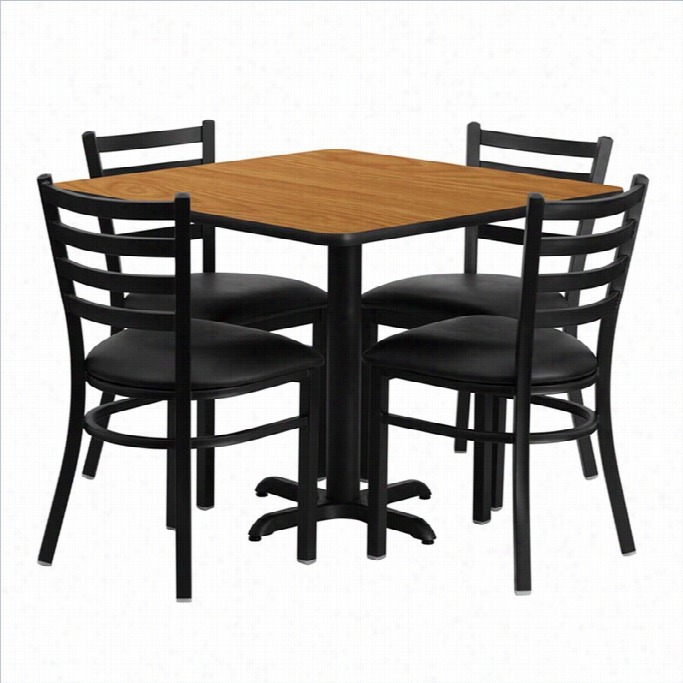 Flash Furniture 5 Piece Laminate Table Set In Natural Nd Black