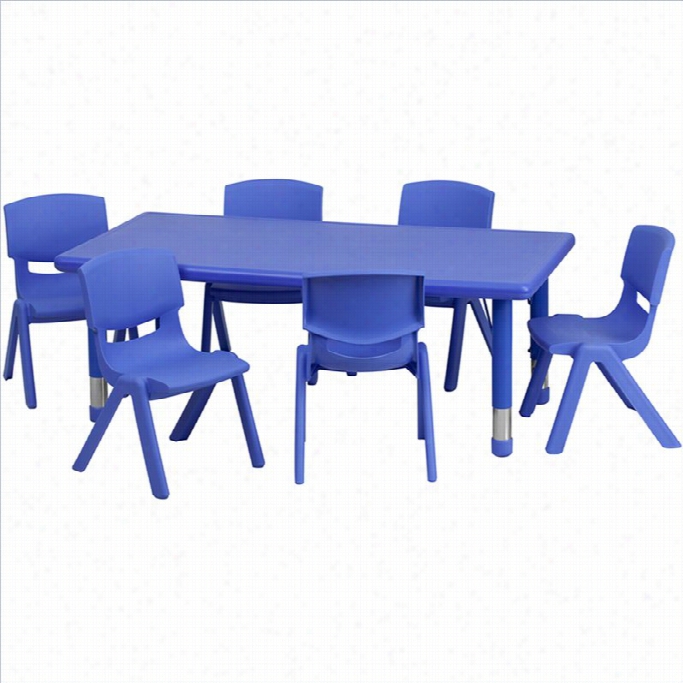 Flash Furniture 7 Piece Rectangular Acitvity Table Set In Blue