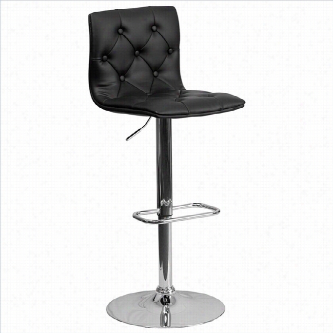 Flash Furnitur E Tufted Adjustable Bar Stool In Black