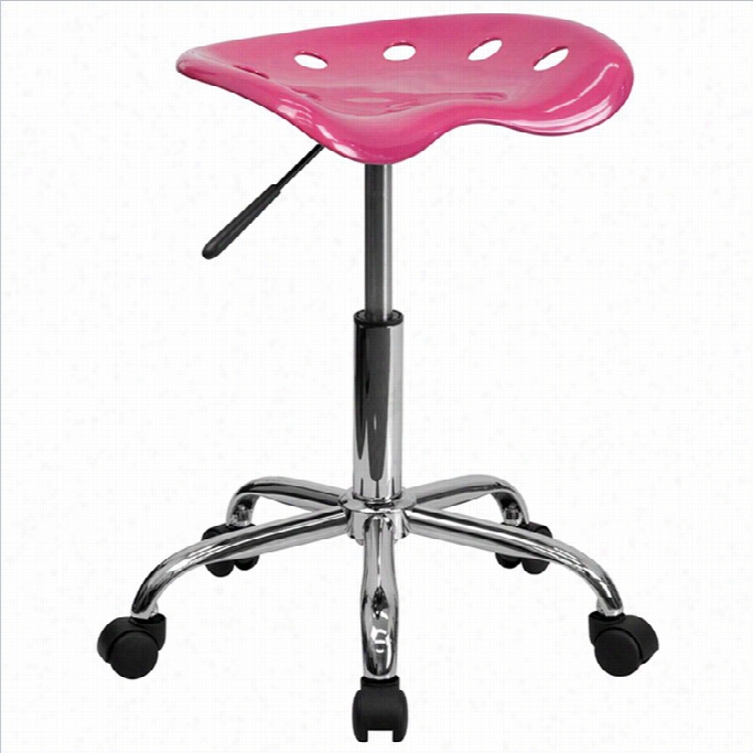 Flash Furniture Vibrant Chrome Adjustaboe Bar Stool In Pink