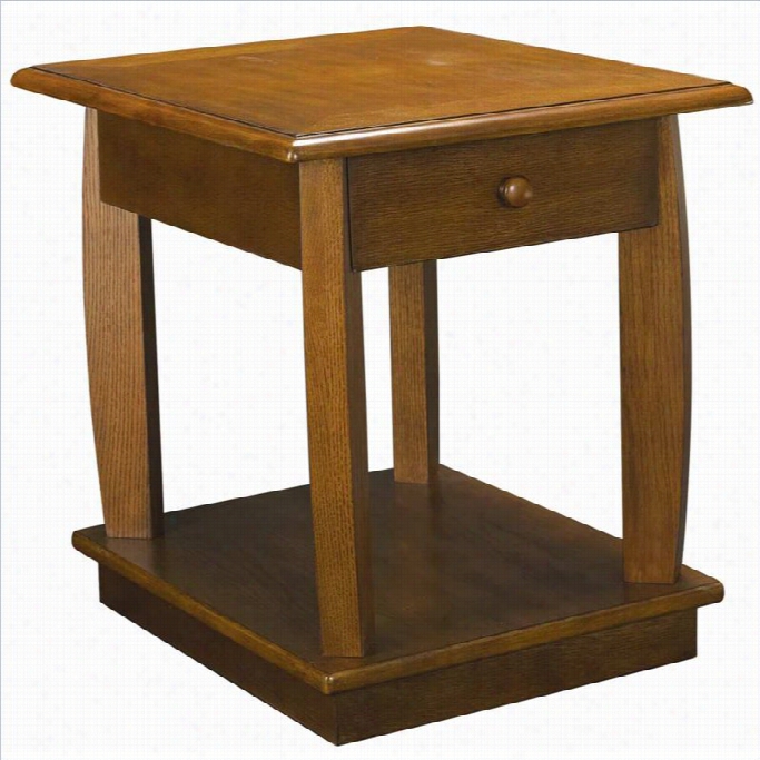 Hammary Scale Rectanular Drawer End Table In Medium Oak