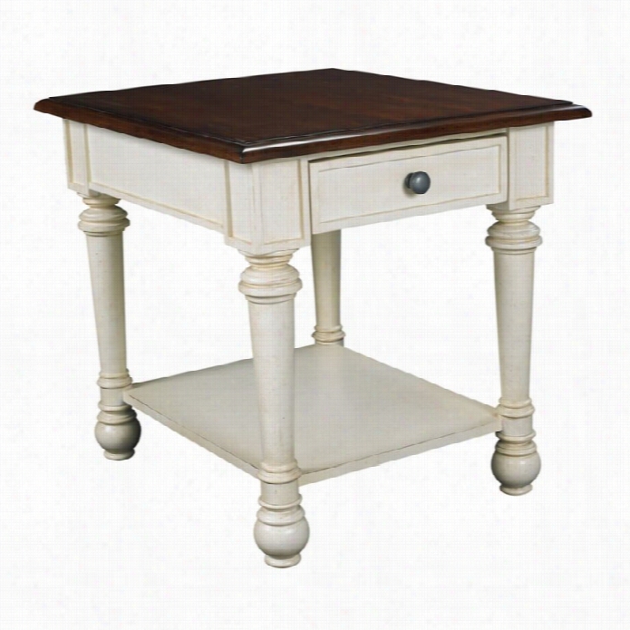 Hammary Promenade Rectangular End Table In Fruitwood/antique Linen