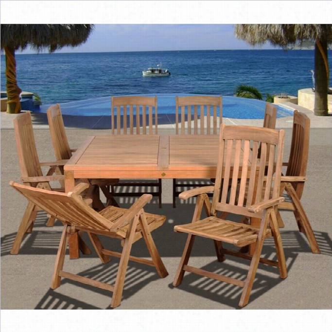 International Home Eiffel 9 Piece Wood Patio Dining Set In Teak