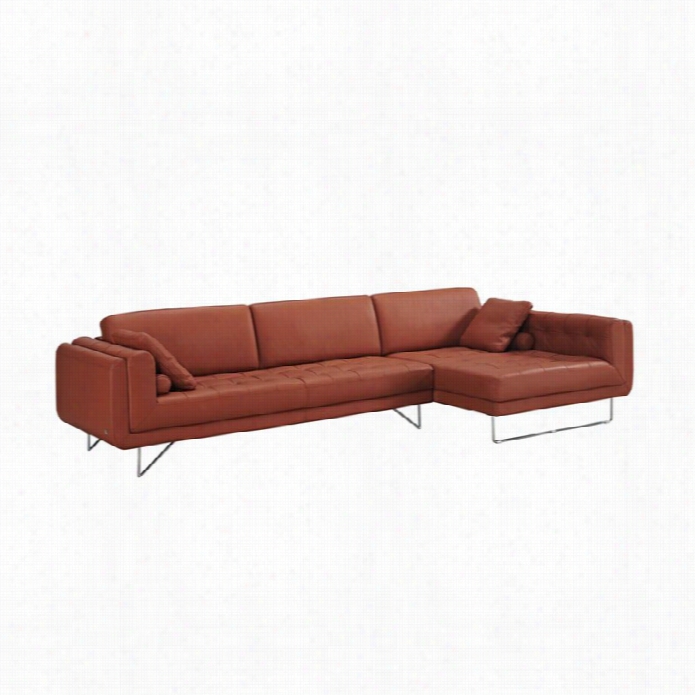 J&m Furnniture Hampton Leather Right Chaise Sectiohal In Pumpkin