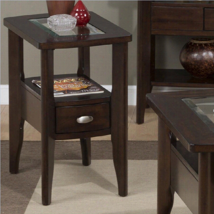 Jofran 827 Series Charside Table In Birch Veners In Montego Merlot