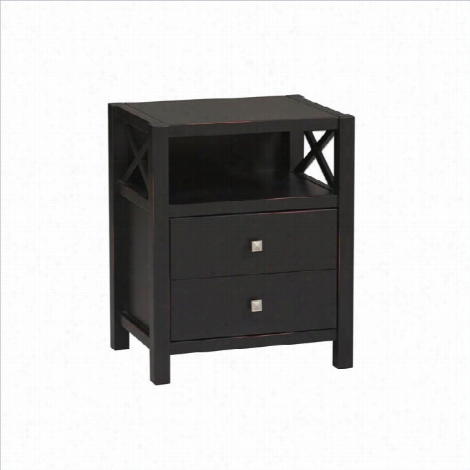 Linon Anna Storage End Table In Distressed Antique Black