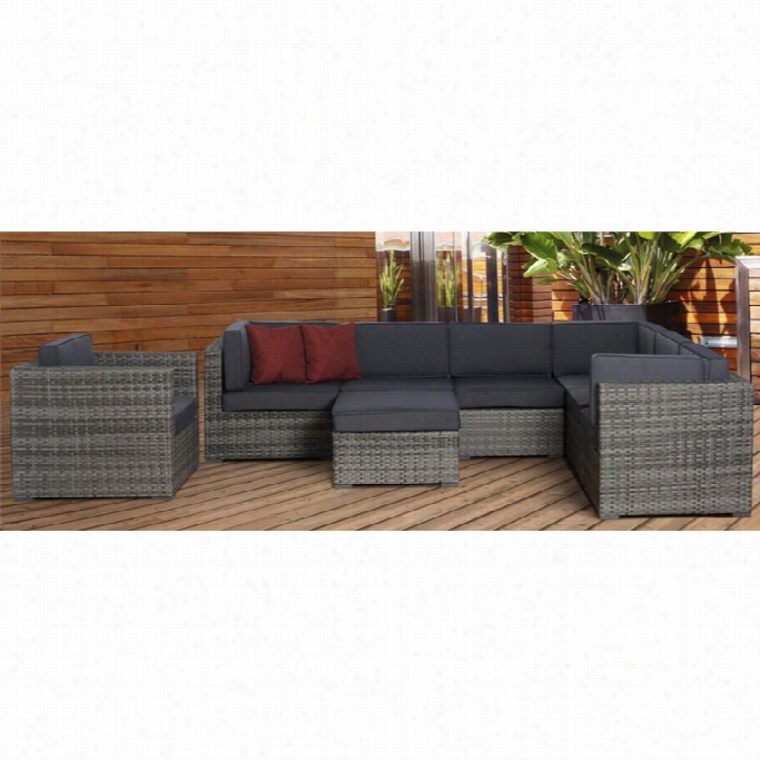 Marsei Ll 8 Pc Wicker Seatting Set In Grey With Grey Cushions