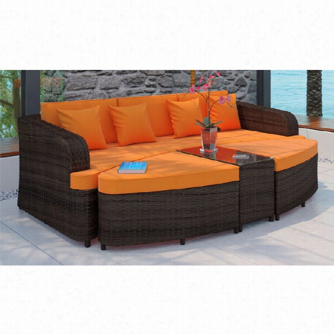 Modway Monterey  4piece Outdoor Sofa Set In Brwn And Orange