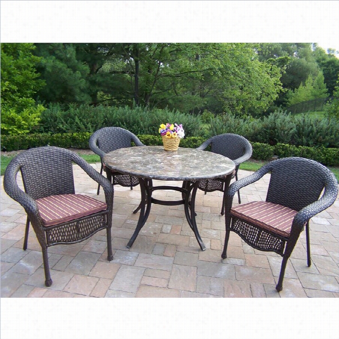 Oakland Living Stone Art 5 Piece Metal Patio Dining Set In Coffee