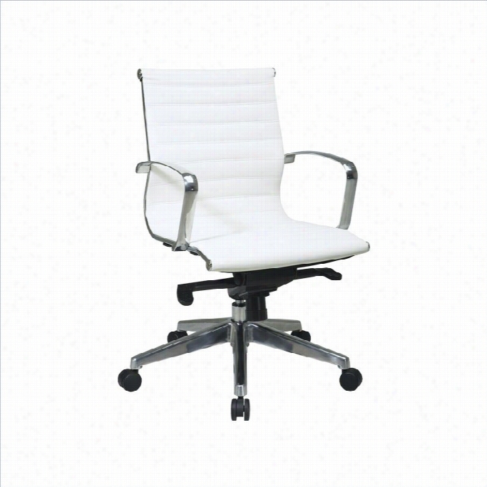 Office Star Deluxe White Ecp Leather Back And Seat Mid Backoffice Chair