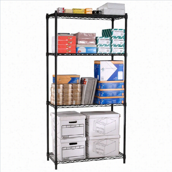 Ofm Wire Shelving 4-shelf In Black-36 W X 18 D