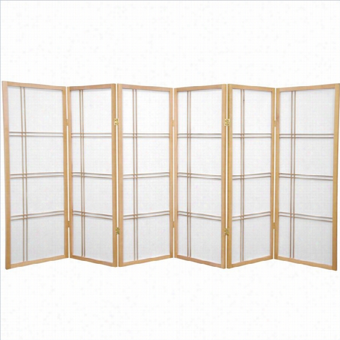 Oriental Furniture 4' Tall Shoji Screen With 6 Panel In Natural