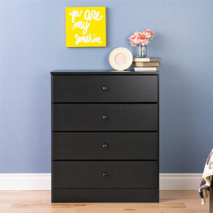 Prepac Astrid 4 Drawer Chest In Black