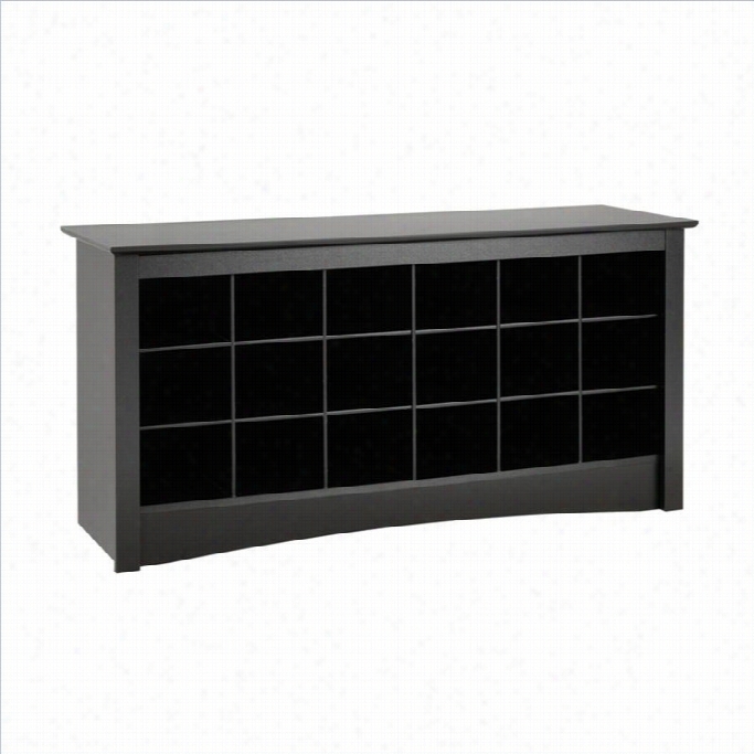 Prepac Black Shoe Storae Cubbie Bench