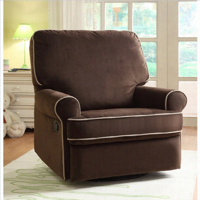 Pri Birch Hill Fabirc Swivel Glider Recliner In Brown