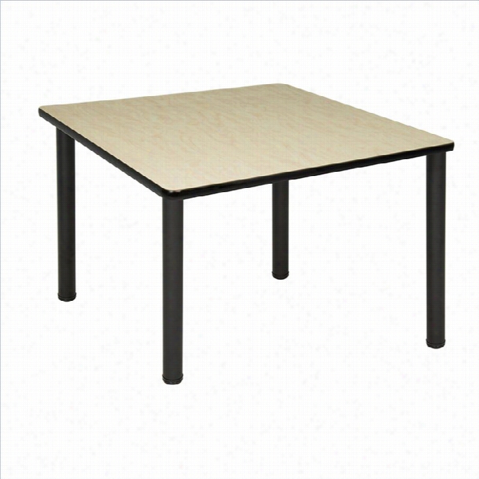 Regency  Square Table With Black Post  Leg In Maple-30 Inch