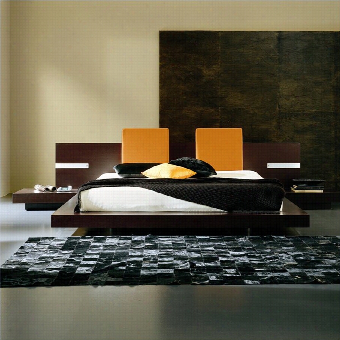 Rossetto Wih  Floaating Platform Bed In Webge With Lights-king