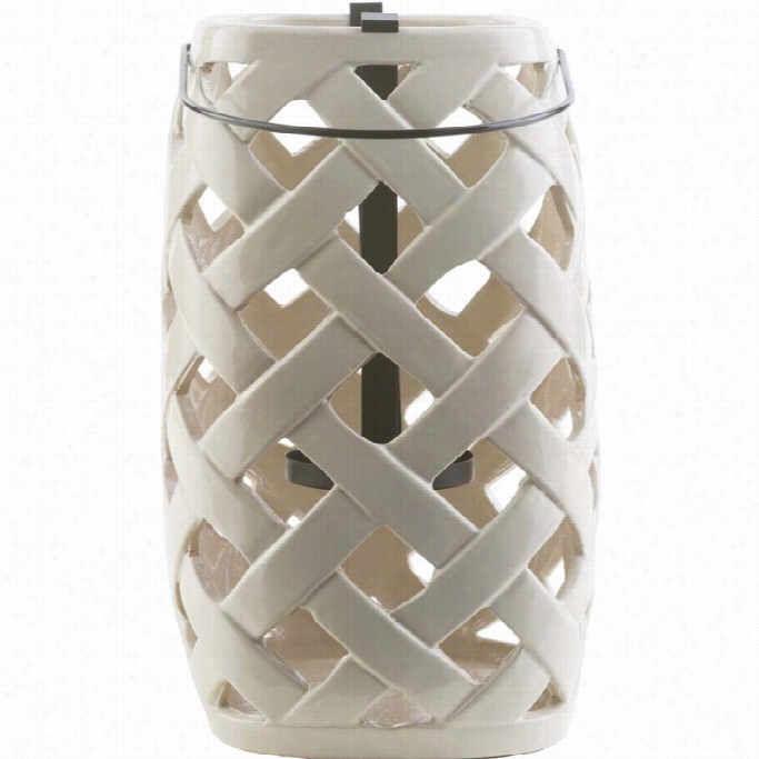 Surya Galulee 12 X 7.1 Ceramic Lantern In Smooth And Shining Ivory