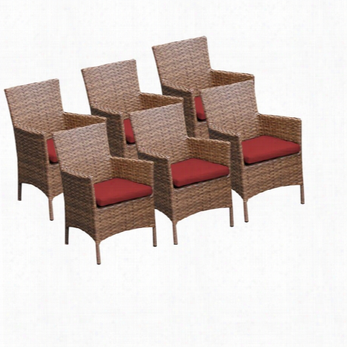 Tkc Laguna Wicker Patio Ar M Dining Chairs In Terracotta (s Et Of 6)