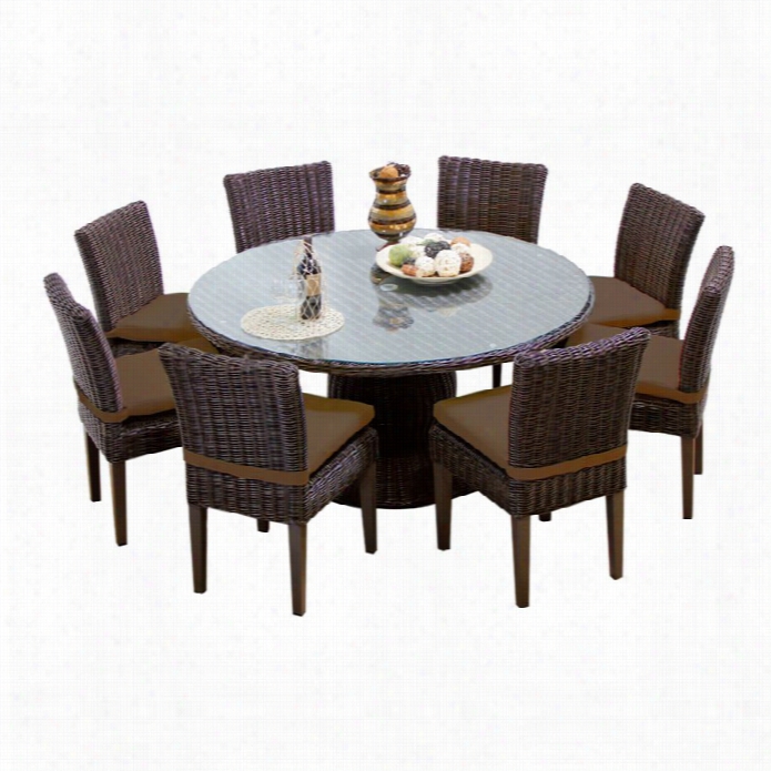 Tkc Veice 60 9 Piece Wicker Patio Dining Sset In Cocoa