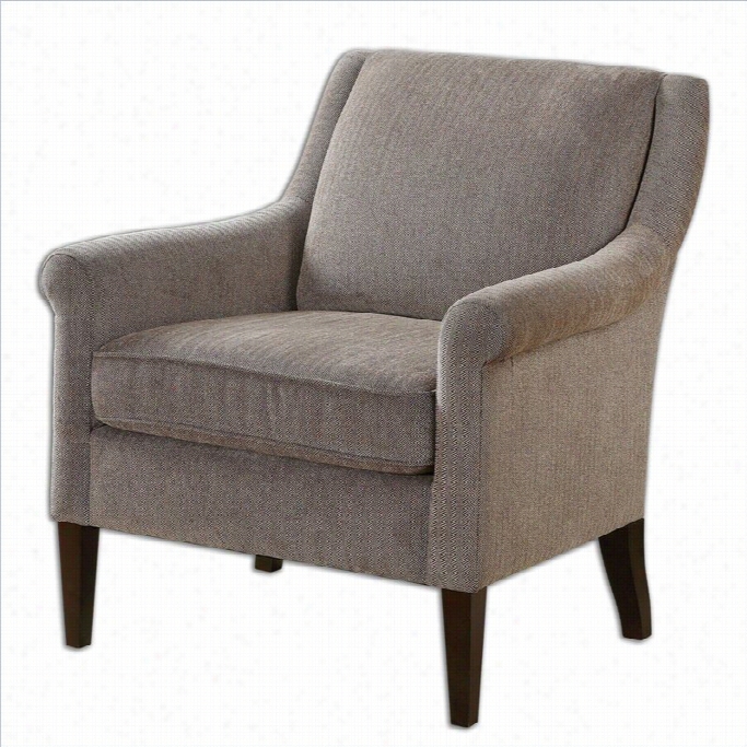 Uttermost Nelle Herringbone Fabric Average Arm Chair In Walnut