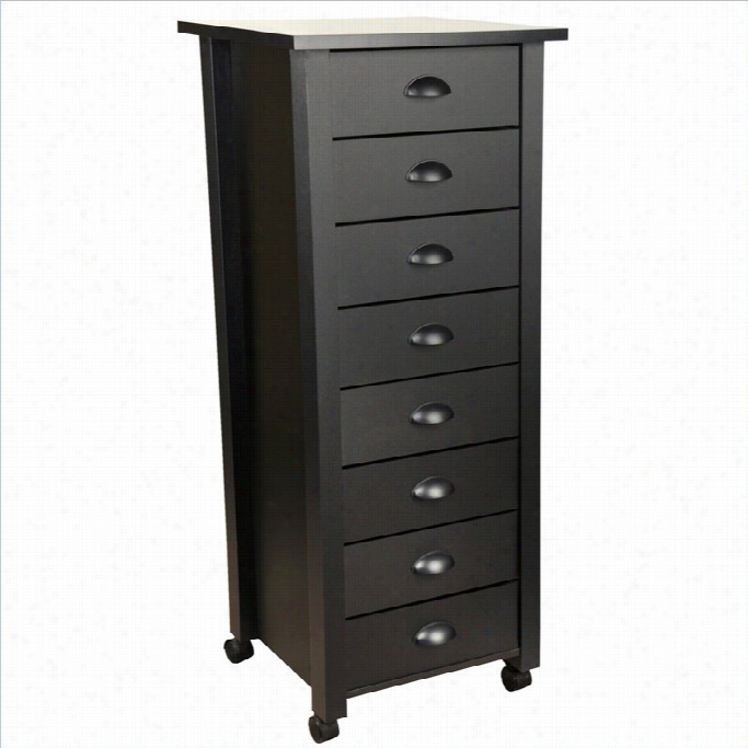 Venture Horizon 8 Drawer Wood Mobile Filing Cabinet In Black
