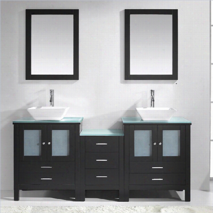 Virtu Brentford 72 Glass Double Bathroom Vanity Set In Espresso