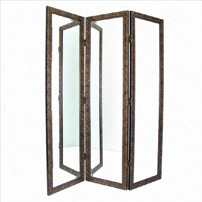 Waborn Mirored Room Divider In Brown Andg Old