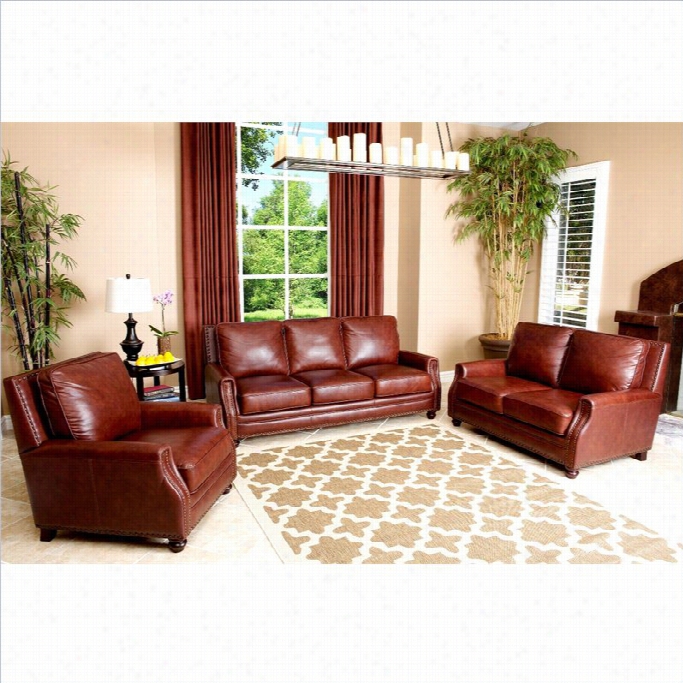 Abbyson Lkving Bel Air  Piece Leather Sofaa Set In Brown