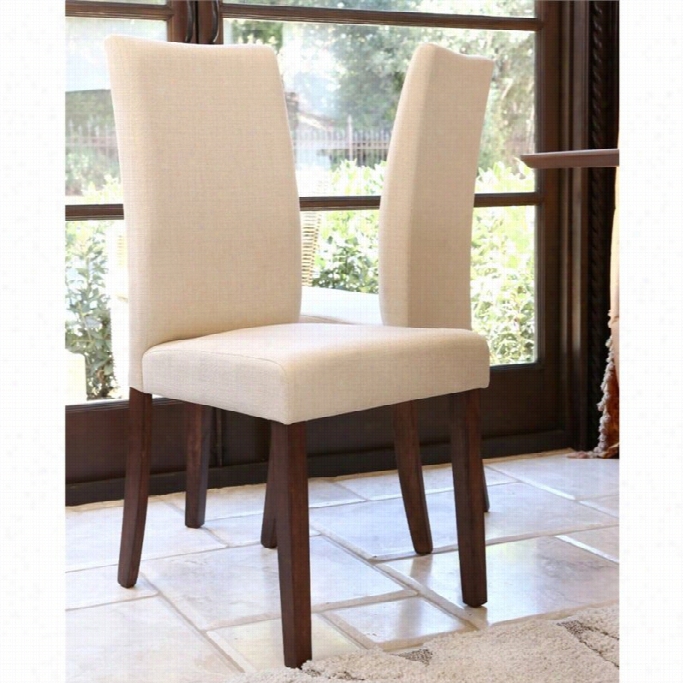 Abbyson Living Leonis Fabrc Dining Chair In Capppuccino (set Of 2)