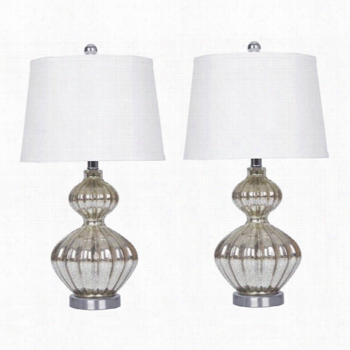 Abbyson Living Mercury Glass Table Lamp In Silver (set Of 2)
