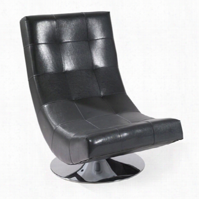 Armen Living Mario Leather Swivel Accent Chair In Gray