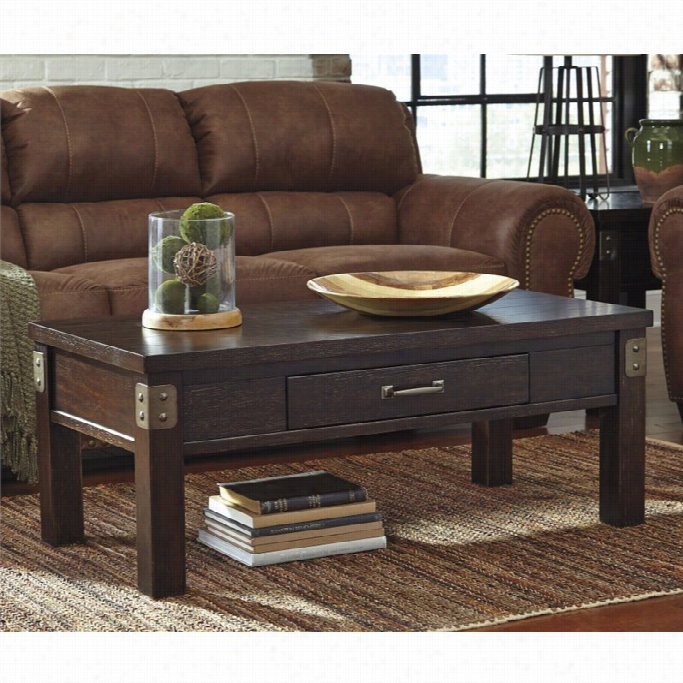 Ashley Haddigan Rectzngular Coffe Table In Dark Brown