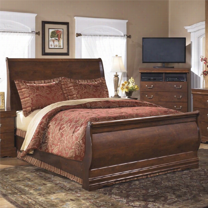 Ashley Wilmington Wood Queen Sleigh Bed In Brown