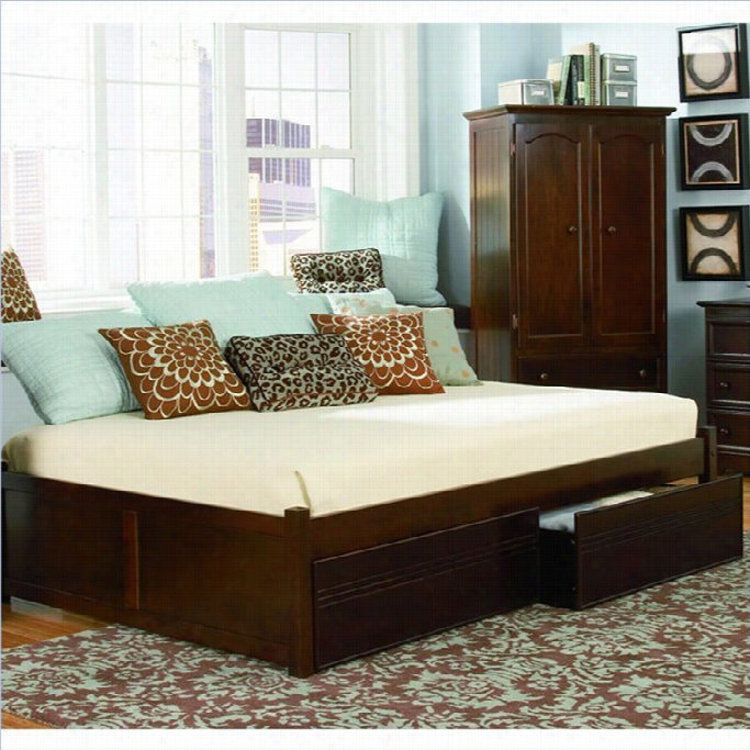 Atlantic Furniture Concord Platform Bed W Trundle In Antique Walnut