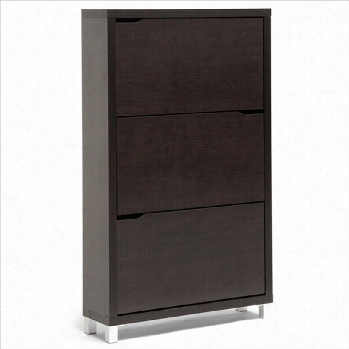 Baxton Studio Simms Modern Sho Ecabinet In Dark B Rown