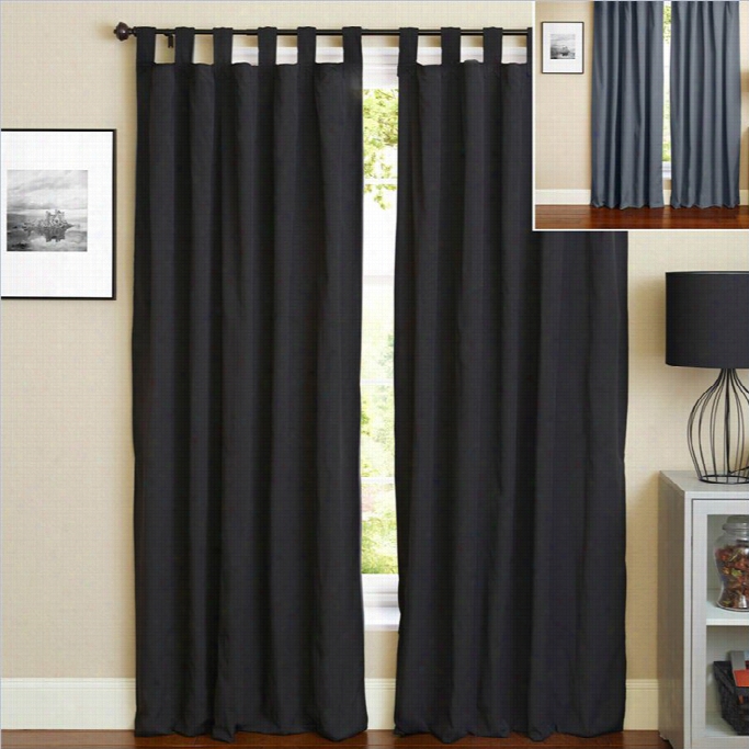 Blazing Needles84 Inch Twill Curtain Panesl In Black And Steel Gray S(et Of 2)