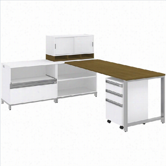 Busu Bf Momentum 72 Pedestal Desk By The Side Of Open Storage In Modern Cherry