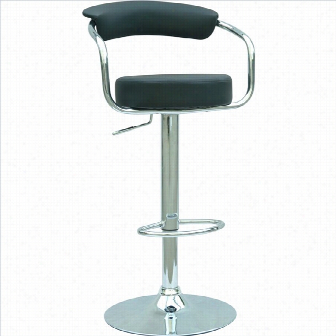 Chintaly Furniture Pnematic Adjustable Gas Lift Bar Stool In Black And Chrome