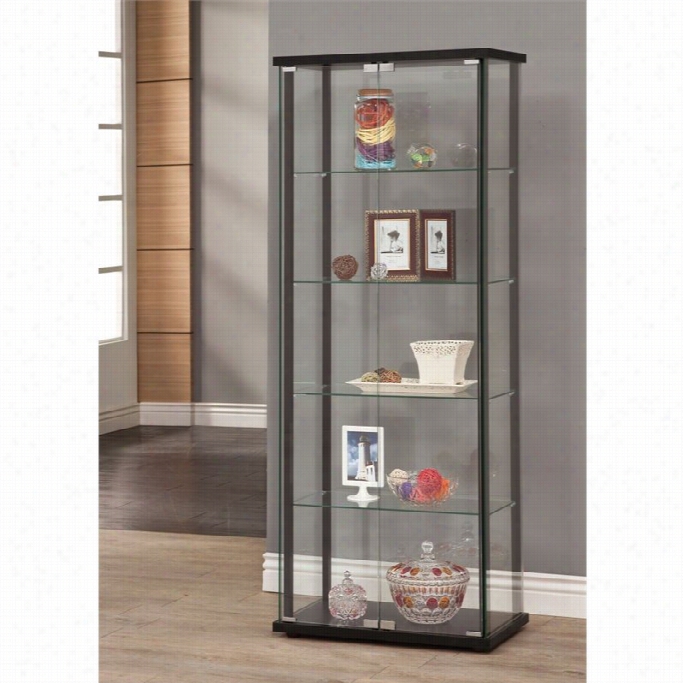 Coaster 5 Shelf Contemporary Curio Cabinet In Black