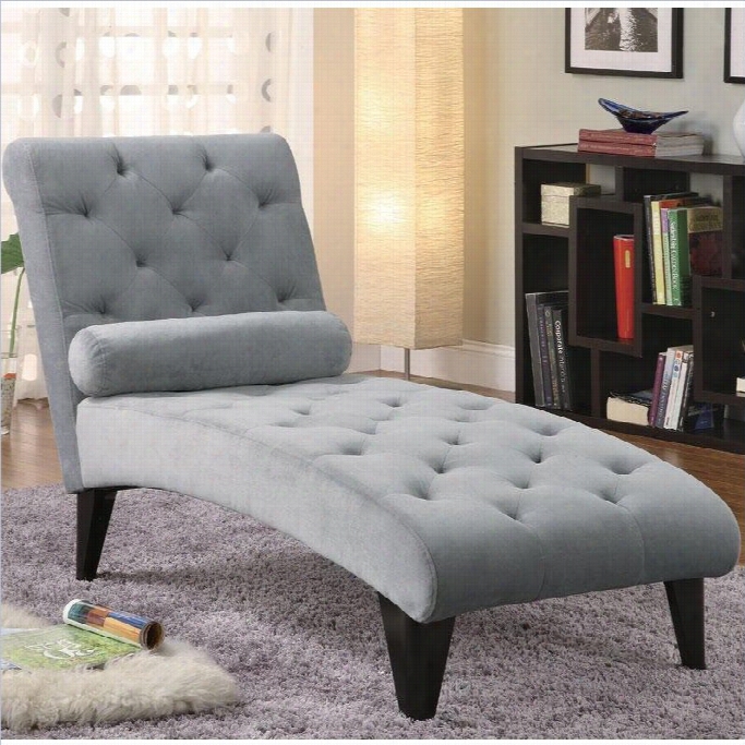 Coaster Stress  Seating Soft Gray Velour Tufted Chaise In Black Finish