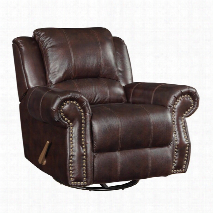 Coaster Rawlinson Faux Leather Glider Recliner In Tobacco